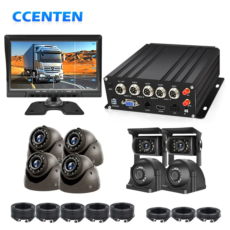 CCT truk Bus sekolah 7 inci, Monitor Hd 1080p 4ch Kit DVR 360 mobil Mdvr perekam berkendara monitor mdvr