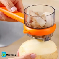 Pengupas Kulit Buah Manual 2-in-1 dengan Desain Penyimpanan Kreatif dari Plastik PP dan Wadah Penampung Kulit untuk Penggunaan di Dapur