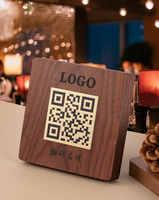 Soporte de tarjeta de madera NFC impresión personalizada etiqueta de código Qr menú NFC Tarjeta de etiqueta de código QR con Chip NTAG215 para tienda de restaurante