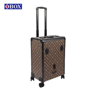 Valise de salon Obox à 4 roues verrouillables, boîte de rangement durable pour maquillage, roulettes pivotantes, motif lychee noir, automne 2022 - Product Image 5