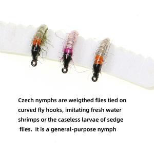 10 #   12 #   Señuelo de Pesca para Trucha y Trucha Arcoíris, Mosca de Camarón Ninfa Checa, Mosca de Insecto, Mosca de Gusano, Color Gris Oliva, Gris, Rosa - Product Image 4