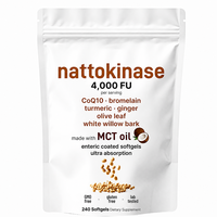 Prêt à expédier – 240 gélules de supplément naturel 7-en-1 4000 FU d'huile MCT pour la santé cardiovasculaire et la circulation chez l'adulte, avec Nattokinase
