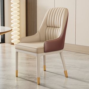 Modern Synthetic Leather Solid Wood <strong>Dining</strong> <strong>Chair</strong> Home Use Thickened <strong>Cream</strong> Style Comfortable Long Sitting Commercial Use High-End - Product Image 3
