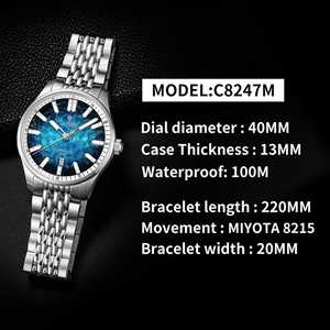 <span class=keywords><strong>CADISEN</strong></span> 2026 นาฬิกาข้อมือผู้ชายระบบออโตเมติก หน้าปัดสีน้ำเงิน สไตล์ธุรกิจลำลอง กันน้ำ 10ATM กลไกญี่ปุ่น MIYOTA 8215 - Product Image 4
