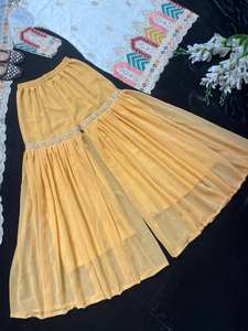 À la mode Bollywood 5mm séquence travail broderie haut Sharara Palazzo Dupatta indien nouveau Design lourd Faux Georgette indien - Product Image 2