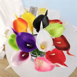 negro, blanco, calla lily bouquet Suppliers-Mini flor Artificial para decoración del hogar, ramo de lirios artificiales para boda
