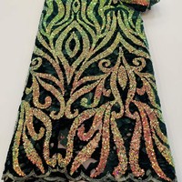 Tissu en velours résistant à l'abrasion, découpé au laser, à rayures, avec broderie perlée, pour robes de mariée et de soirée, vente en gros