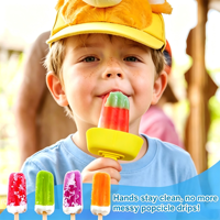 Ensemble de supports pour sucettes glacées pour tout-petits avec étui de rangement, bac anti-goutte profond et paille, moules à crème glacée réutilisables en silicone pour enfants (6 couleurs)
