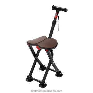 Bastón de Apoyo para Personas Mayores con Asiento, 4 Patas Antideslizantes, Plegable, Altura Ajustable, Luz LED, Alarma SOS - Product Image 6