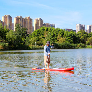 SUP gonflable tout-terrain EVASION E9 275*76*13cm Rouge pour lacs et rivières, ensemble complet avec pagaie, pompe, sac de transport, aileron et leash - Product Image 2
