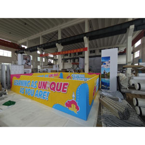 Bannière suspendue carrée en tube de ciel de salon professionnel d'affichage de cadre en aluminium personnalisé - Product Image 6