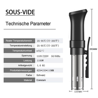 Mesin Sous Vide Cooker Listrik Mini Profesional 2023 Terbaru, Layar Sentuh, Dapat Diprogram, Bahan Stainless Steel 304, Untuk Rumah Tangga & Komersial