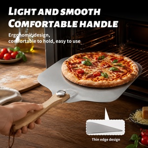 Pala para Pizza de Aluminio con Mango de Madera Plegable, Espátula para Pan de Largo Alcance, Cortador Semicircular y Brocha para Aceite - Directo de Fábrica - Product Image 4