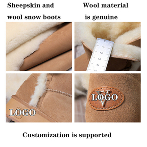 Stivali da Neve da <span class=keywords><strong>Donna</strong></span> con Suola Spessa, Foderati in Pelliccia, Caldi per l'Inverno, Tubo Corto in Pelle Scamosciata, Chiusura Slip-On, Antiscivolo, con Rialzo Interno - Product Image 2