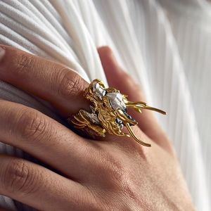 Anillo Abierto de Dragón Dorado Vintage de Gran Venta para Hombre, Anillo Ajustable Moderno y Dominante, Joyería de Moda para Fiestas al por Mayor - Product Image 3