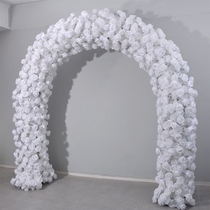 Arco de boda en forma de U personalizado, decoración de pared para eventos y fiestas, arco de flores de rosas blancas de seda artificial - Product Image 3