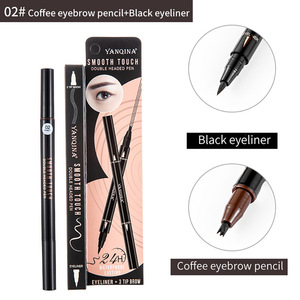 Crayon à sourcils Eyeliner imperméable rétractable 2-en-1 de haute qualité Design <span class=keywords><strong>3D</strong></span> à trois fourchettes inspiré des minéraux bruns pour le maquillage des yeux - Product Image 6