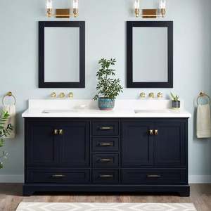 Ensemble de meubles de salle de bain YALIG E1, style classique rétro, sur pied, en bois massif, avec miroir, conforme aux normes européennes - Product Image 3