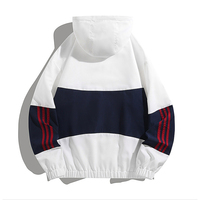 Veste de sport vintage en coton à capuche pour homme, avec patch brodé, faible MOQ, logo personnalisé, OEM, coupe-vent, vestes décontractées