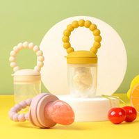 1 pièce, Grignoteur de fruits et légumes frais en silicone pour bébé avec couvercle, tétine d'alimentation et de dentition