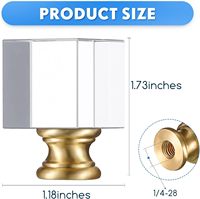 Lampe à cristal carrée en une seule pièce, finition dorée polie, base moderne HLH, bouton décoratif pour lampes de table/sol (1-4/5 pouces)