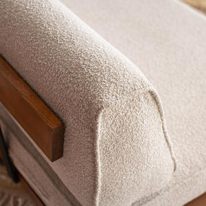 Divano Sezionale in Legno Massello Giapponese Stile Wabi-sabi Design Moderno con Rivestimento in Ciniglia/Pelle e Cuscini per Soggiorno di Villa Piccolo - Product Image 3