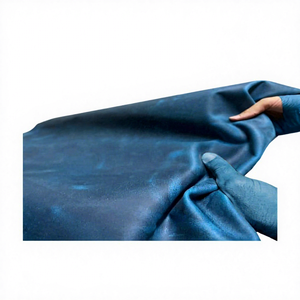 100% Genuine Blue Cowhide Skin Shiny Crunch Glossy <b>Leather</b> <b>Sheet</b> Split Vintage Customized Size Thickness Wind Proof Accessories - Product Image 6