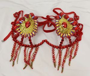 Reggicalze in filo metallico con perline per Samba, Carnevale, EDC, Rave, Passista, Pageant, Cabaret, Teatro di Broadway, Mardi Gras, Vegas, Performance da Showgirl - Product Image 4