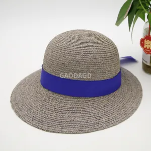 Wholesale New Style Simple Raffia Straw Braid Bucket Hat Sun Hat Visor Big Brim For Unisex