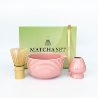 Ensemble de bol et fouet à matcha en céramique de style japonais de la dynastie Song avec mélangeur et brosse, design minimaliste moderne, outils à thé