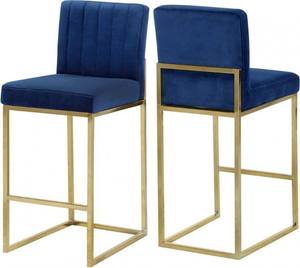Silla de Bar Moderna de Altura Fija con Asiento Acolchado de Terciopelo Negro y Patas Tubulares de Metal Dorado para Restaurante, Hogar o Bar - Product Image 1