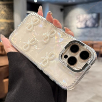 Coque de téléphone en silicone scintillante PC Bling Bling pour iPhone 16 15 14 13 12 11 Pro Max Plus, protection antichoc avec perles et papillons