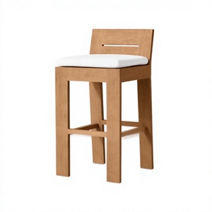 Modern Linear <b>Teak</b> Wood Outdoor Armless <b>Chair</b> Precision Joinery for Hotel and Resort Seating Projects - Product Image 2