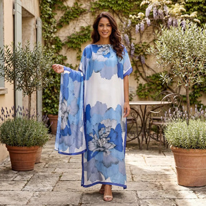 Robe Dashiki africaine transfrontalière avec foulard assorti, robe longue ample en polyester, tunique une pièce pour femme - Product Image 1