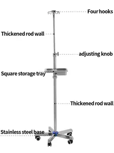 מחיר מפעל מעמד ואינפוזיה / מתלה אינפוזיה למיטה / מעמד מוט IV נייד מוט iv
