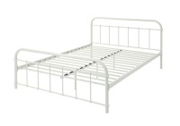 Cadre de lit en métal blanc Queen King Size, montage facile, lit plateforme en acier pour espaces de vie modernes