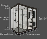 Module de salle de bain préfabriqué de luxe pour maison mobile, avec douche intégrée et toilettes, type porte intérieure