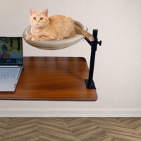 Nouvelle Niche pour Chat de Luxe Moderne, Douce et Confortable, en Tissu Marron Moelleux, Ajustable, Amovible, Lavable, avec Coussin Long en Peluche, pour Bureau et Domicile