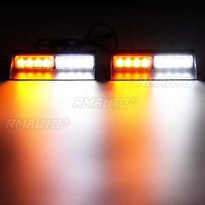 2 pièces, 10-30V, feux stroboscopiques d'urgence clignotants blancs et ambre, 27 modes, lampe de pare-brise intérieure avec ventouses pour camions - Product Image 6