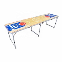 Mesa de Beer Pong Plegable de Aluminio de 8 Pies Portátil con Luces Led y Agujeros de Diseño Personalizado
