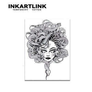 INKARTLINK - Pegatinas de Tatuajes Temporales para el Cuerpo, Diseño de <span class=keywords><strong>Medusa</strong></span> y Serpiente, Resistentes al Agua, Ecológicas, Duran 15 Días, Paquete al por Mayor - Product Image 3