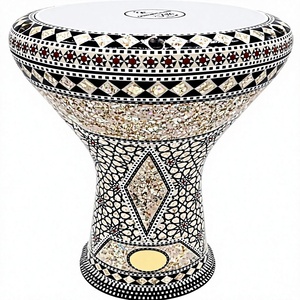 Gawharet El Fan - Darbuka Egipcia Profesional de 17.5 Pulgadas con Diseño Geométrico y Perlas - Product Image 1