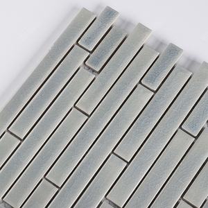 Liquidation vente pas cher prix d'usine bande aléatoire vert menthe brillant craquelé porcelaine émaillée pour cuisine salle de bain décoration murale - Product Image 3