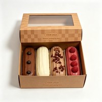 Boîte à biscuits carrée en carton écologique transparente avec fenêtre, personnalisable, pour chocolats, bonbons, pain, emballage de gâteaux