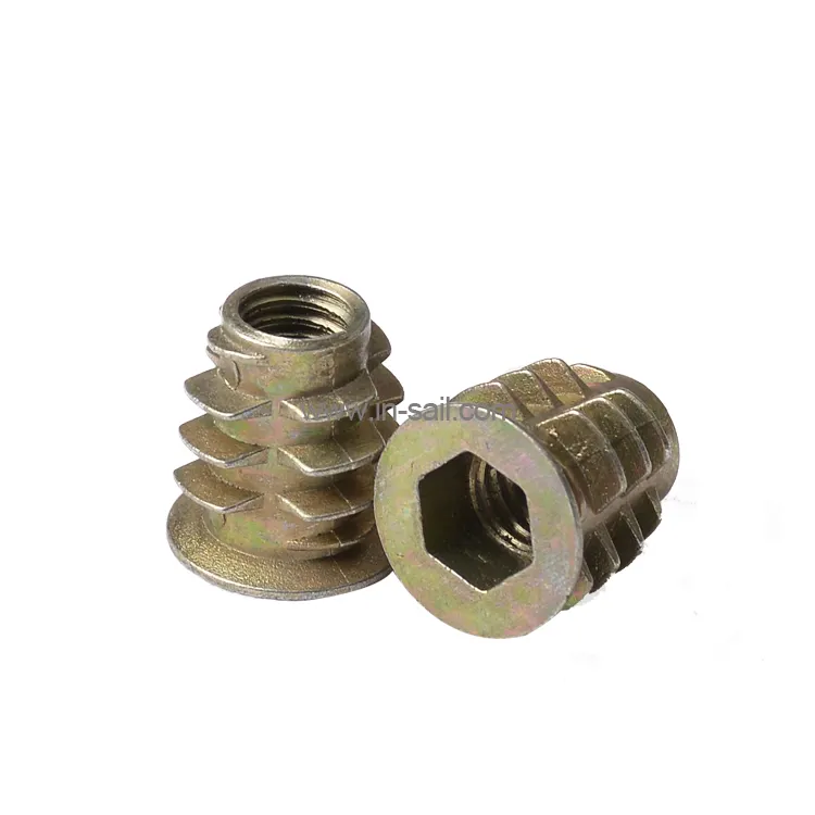 Brass special threaded insert nuts for wood furniture