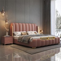 Haus- und Schlafzimmermöbel, Luxusbett, Großhandelspreis, Ausgezeichnete Maßanfertigung, Bequemes braunes Leder-Kingsize-Mädchenbettgestell