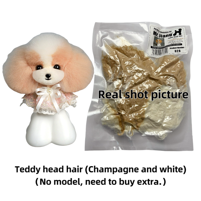 Teddy head hair (Champagne and white)