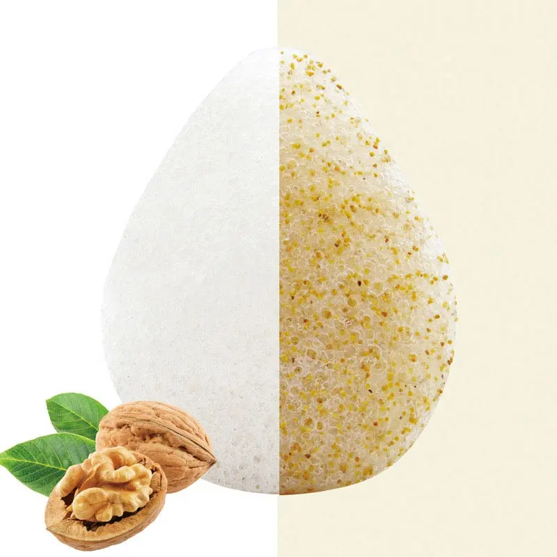 Hot sale all natural walnut shell teardrop sponge antioxidant dry brush body exfoliating sponge