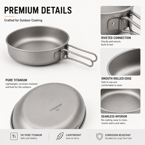 Titanium Frying Pan 174mm Pure Titanium Fry Pan Lightweight Outdoor Camping Cookware with Folding Handle - Product Image 3