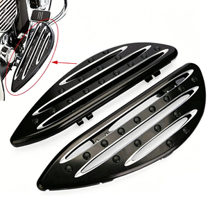 Repose-pieds avant pour moto Harley Softail Road Street Ultra Glide King, pédaliers noirs chromés - Product Image 2